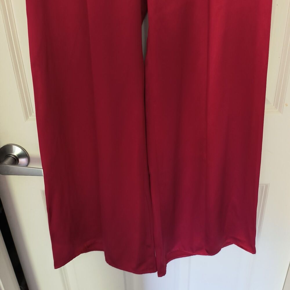J. Crew Cosmo Satin Pants Women S Red Wide Leg Evening Holiday Party Gala Lounge - Picture 5 of 13